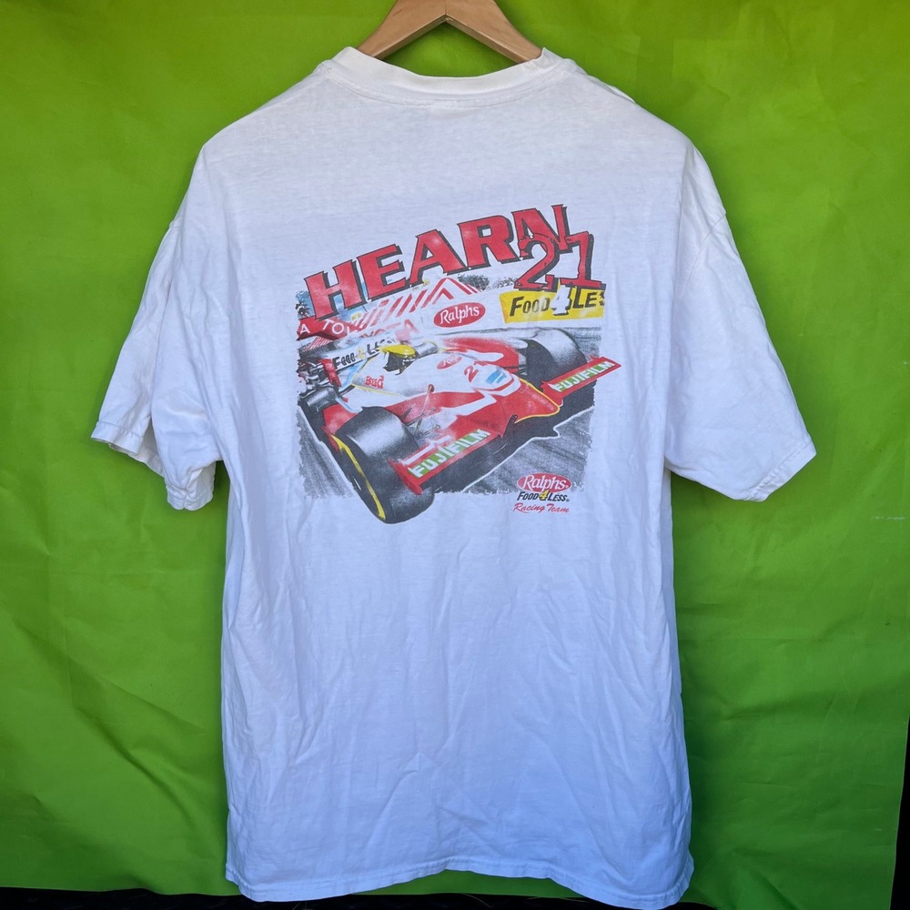 Vintage Hanes Richie Hearn 21 Ralphs Food 4 Less Racing Team T-Shirt White XL
